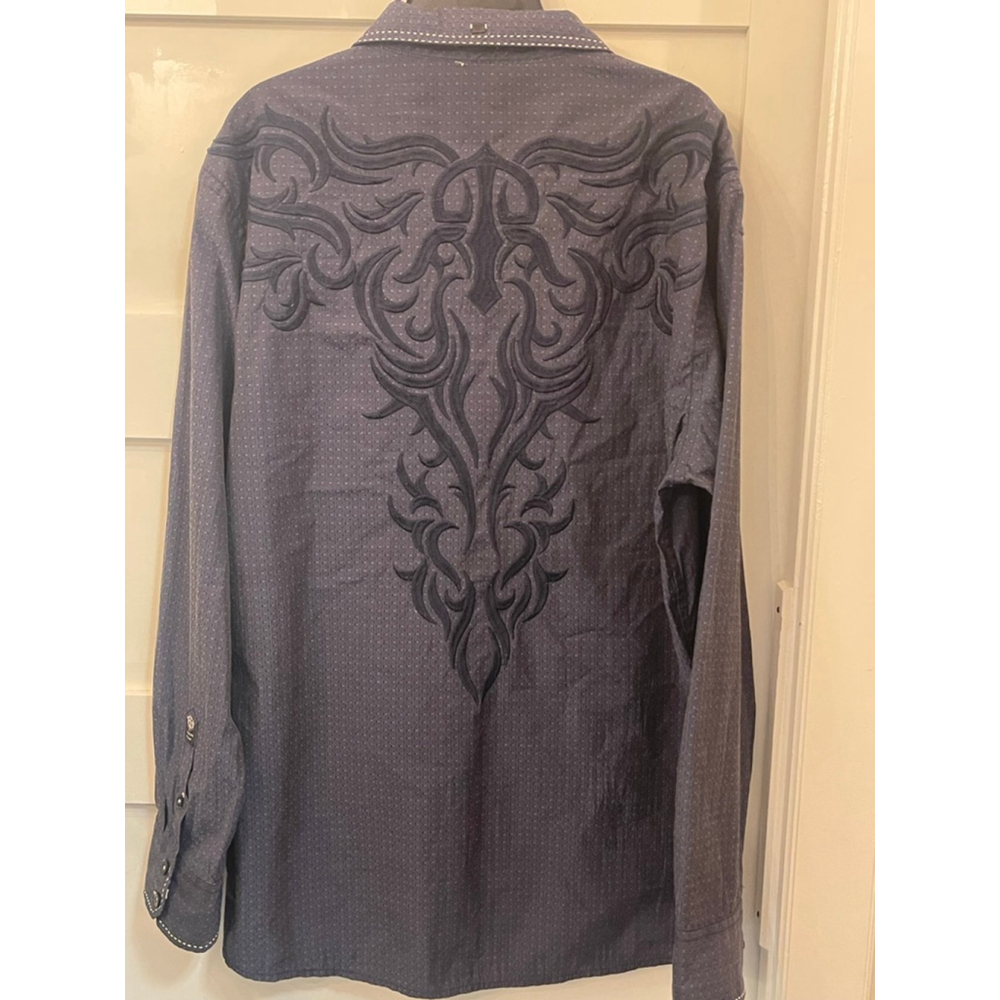 Roar Signature Embroidered Western Shirt Vitality XL Blue Tribal Rock Cowboy